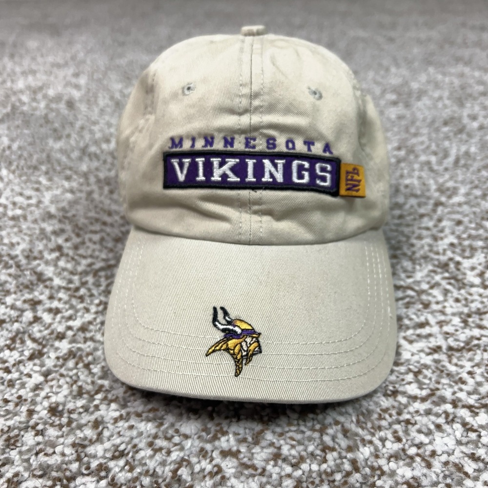 Minnesota Vikings Hat Cap Strap Back Mens One Size Khaki NFL Football Reebok‎